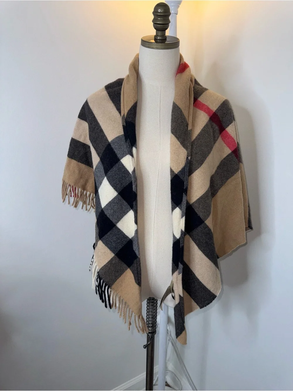 Burberry Check Cashmere Bandana Scarf triangle made in Scotland 100% Authentic